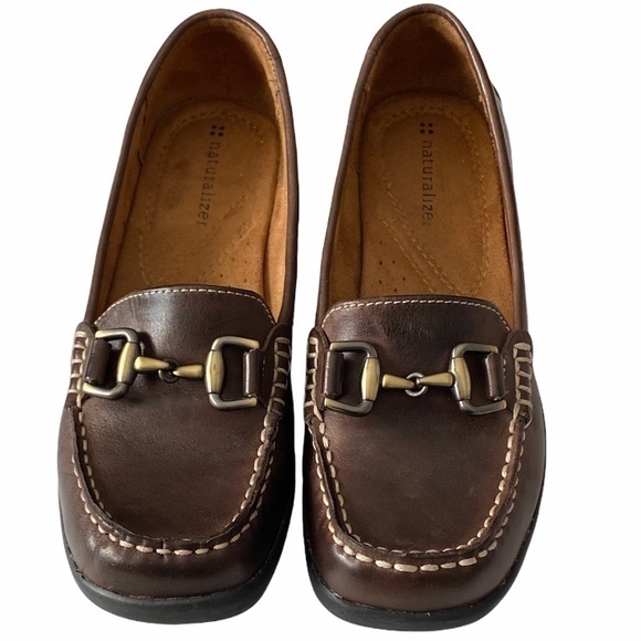 Naturalizer Brown Leather Slip On Shoes‎ Sz. 7W - Picture 2 of 8